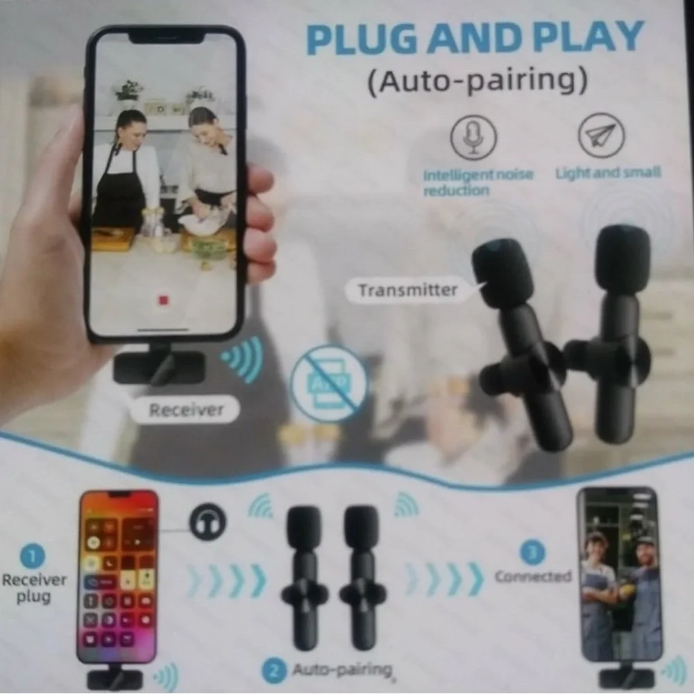 Wireless Lavalier Microphone Set with USB-C Receiver